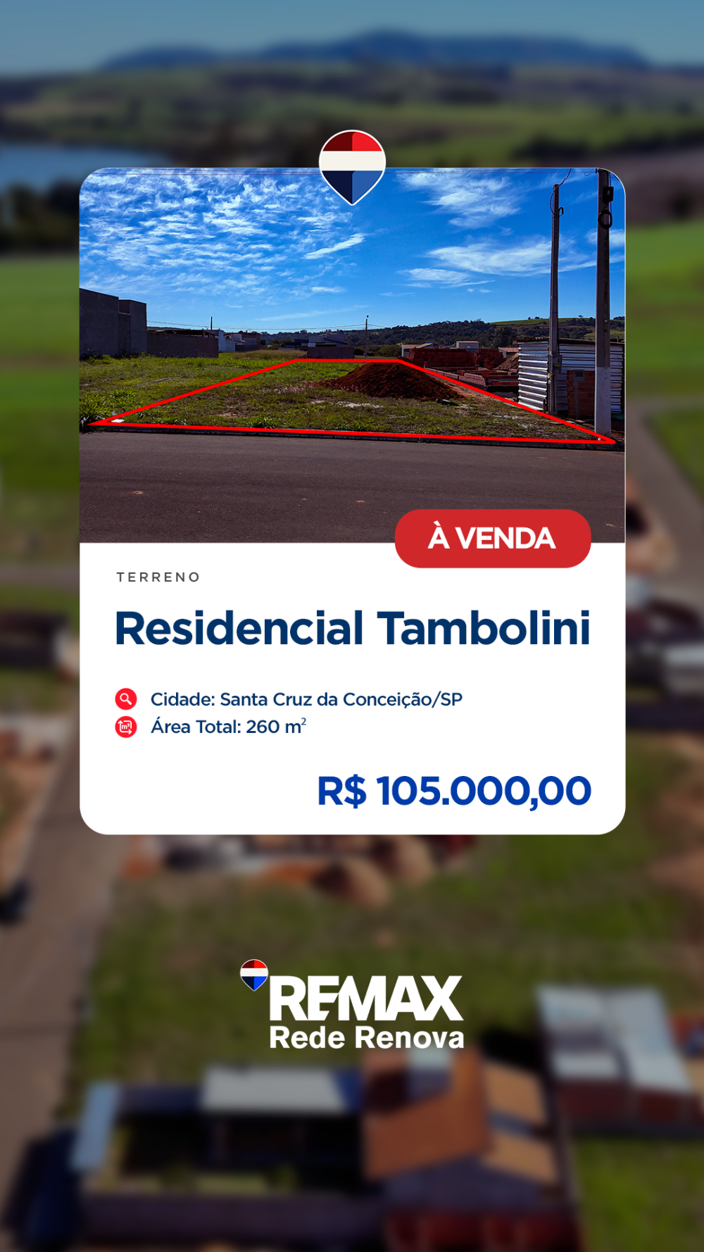 Terreno > venda > Tambolin - Santa Cruz da Conceição SP
